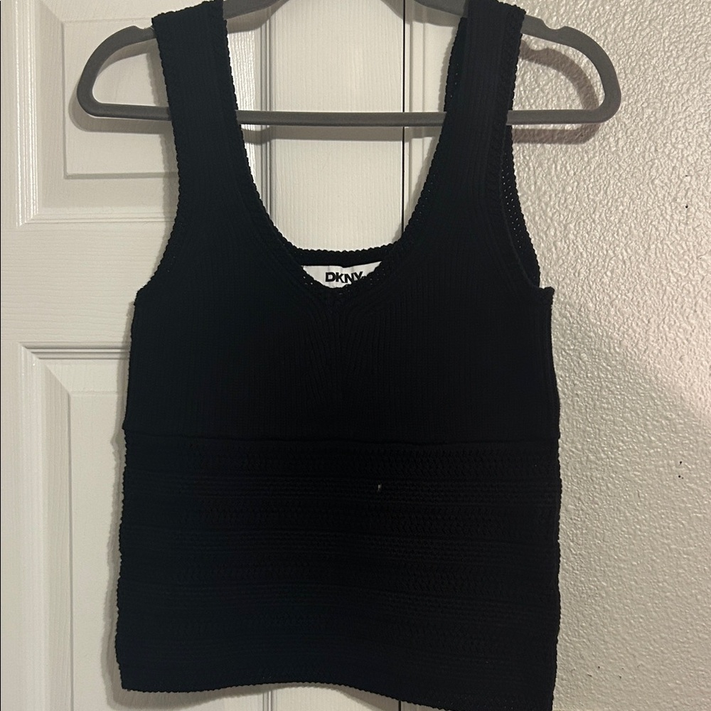 DKNY Black Textured Tank Top